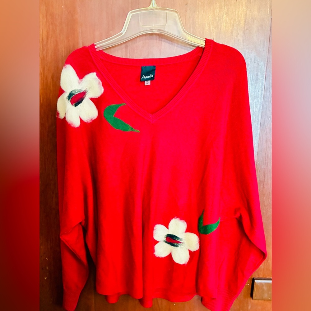Red Floral Women's Sweater